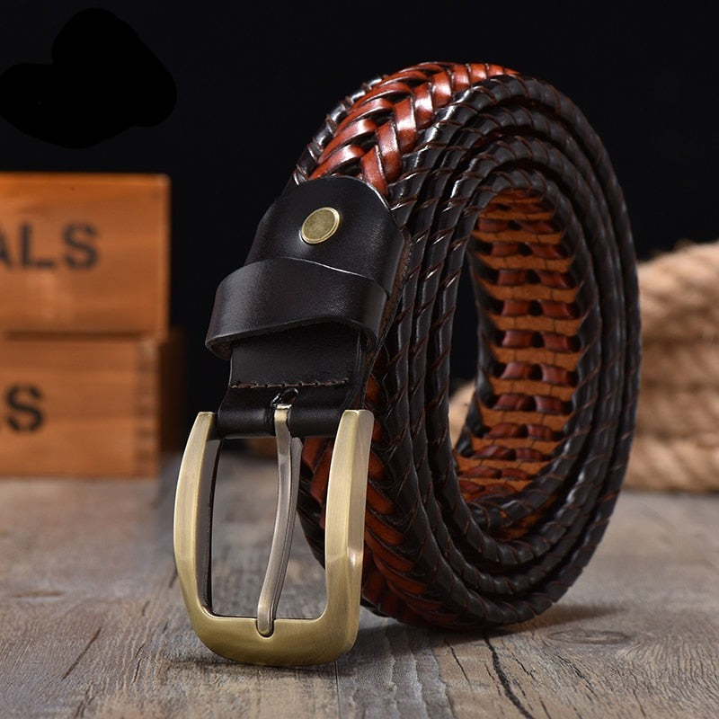 Men's Genuine Leather Braided Belts Webbing High Quality