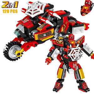 Disney Marvel Superhero Transforming Mecha Motorcycle 2 in 1 Building Blocks