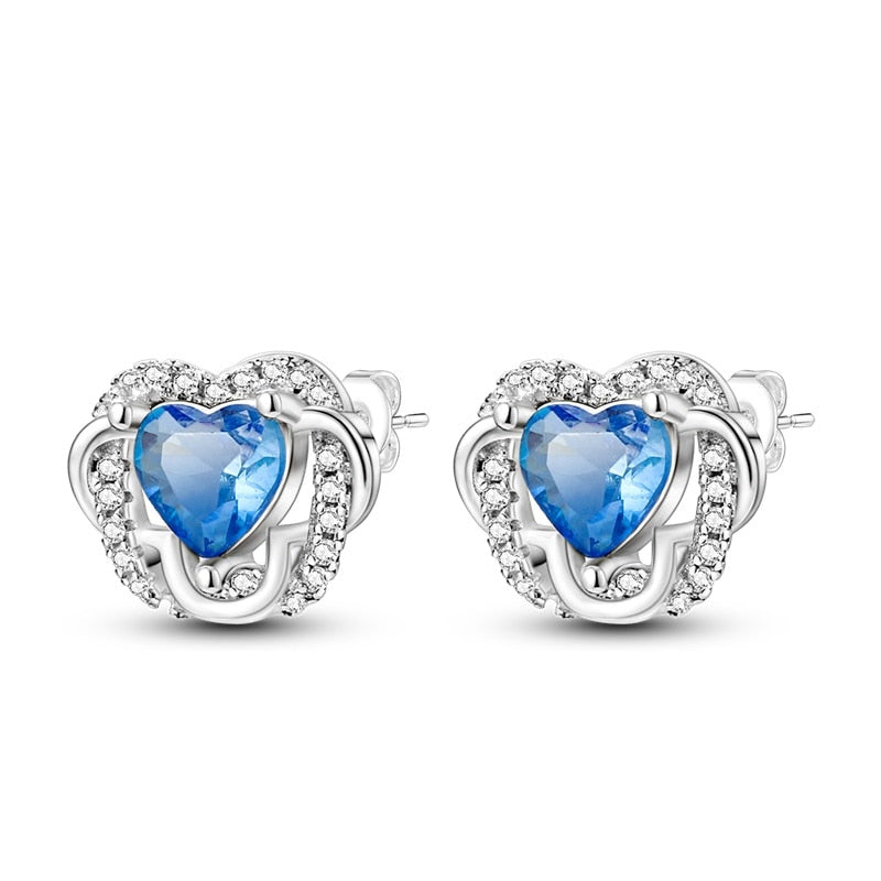 Chams De Plata 925 Heart Butterfly Drop Earring