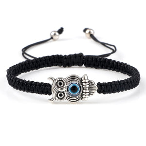 Braided Bracelets Colorful Vintage Blue Evil Eye Charm Owl