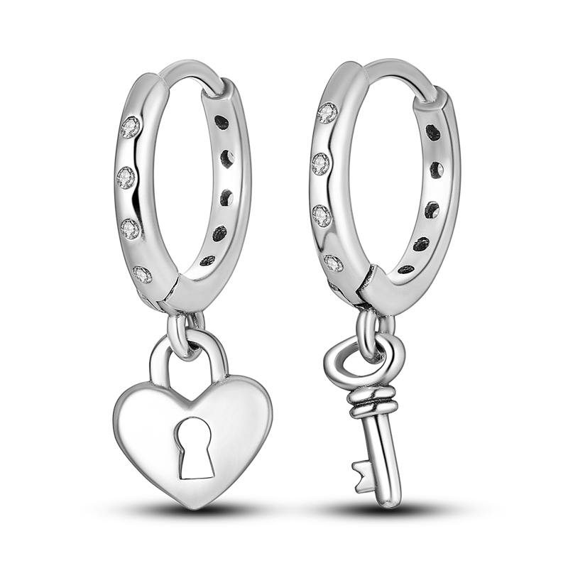 Chams De Plata 925 Heart Butterfly Drop Earring