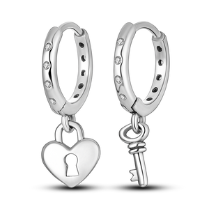 Chams De Plata 925 Heart Butterfly Drop Earring