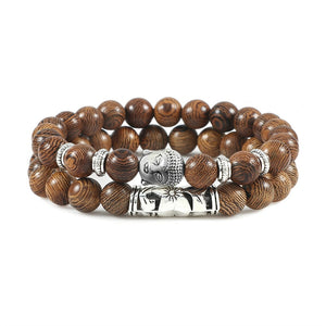 Buddha Head Bracelet for Women and  Men Natural Tiger Eye Lava Stone