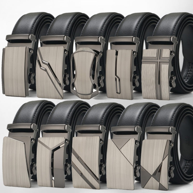 New Men Cowhide Belt Automatic Buckle Belt