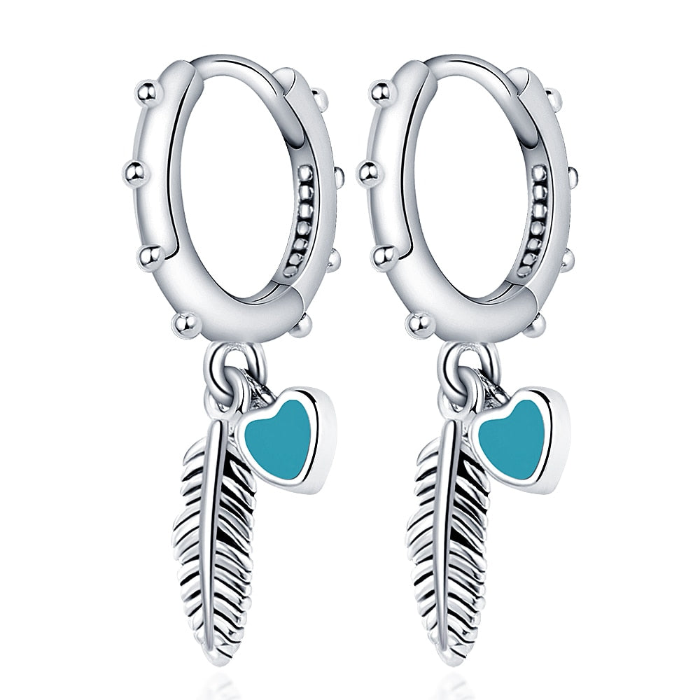 Chams De Plata 925 Heart Butterfly Drop Earring