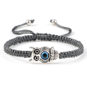 Braided Bracelets Colorful Vintage Blue Evil Eye Charm Owl