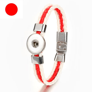 Easy-hook Weave National Flag Leather Fit Bangle Bracelet Charm Jewelry For Women and Men