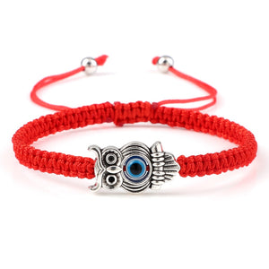 Braided Bracelets Colorful Vintage Blue Evil Eye Charm Owl