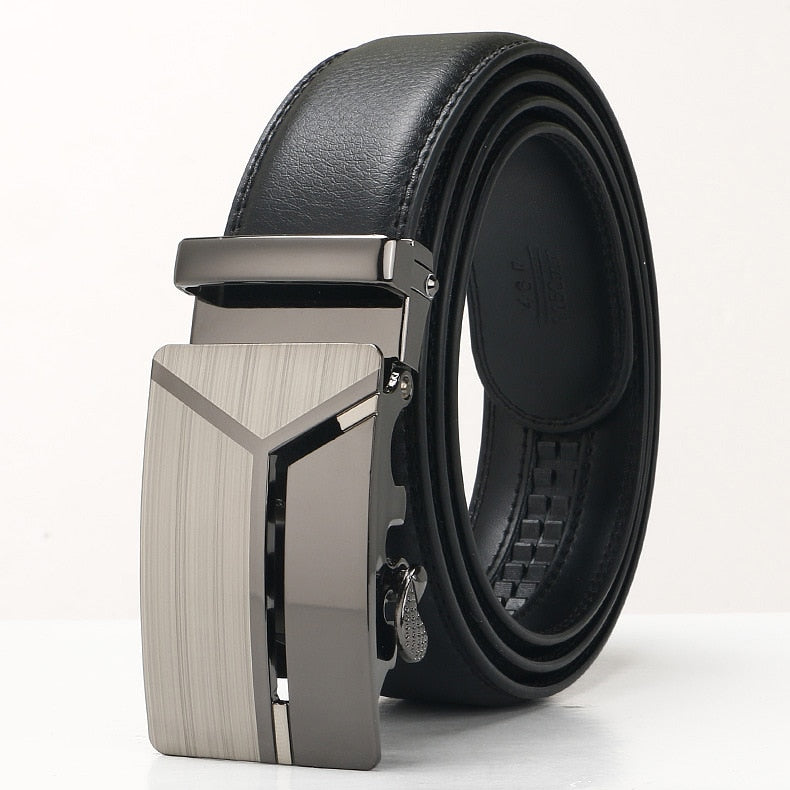 New Men Cowhide Belt Automatic Buckle Belt