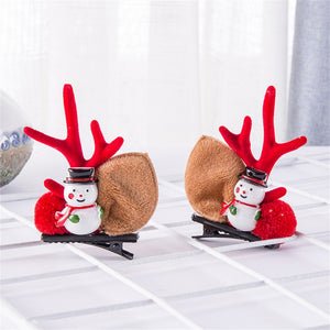 Christmas Elk Ear Hair Clip Women Girl Santa Snowman