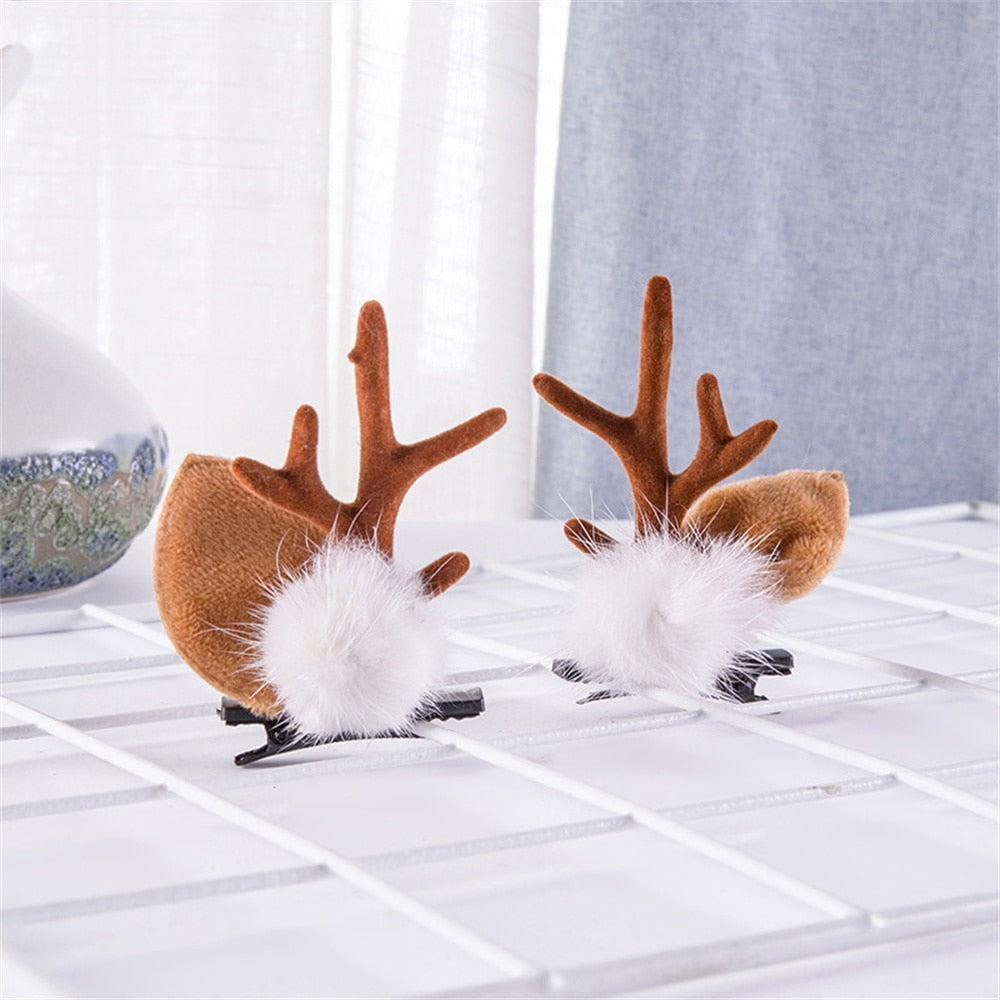 Christmas Elk Ear Hair Clip Women Girl Santa Snowman