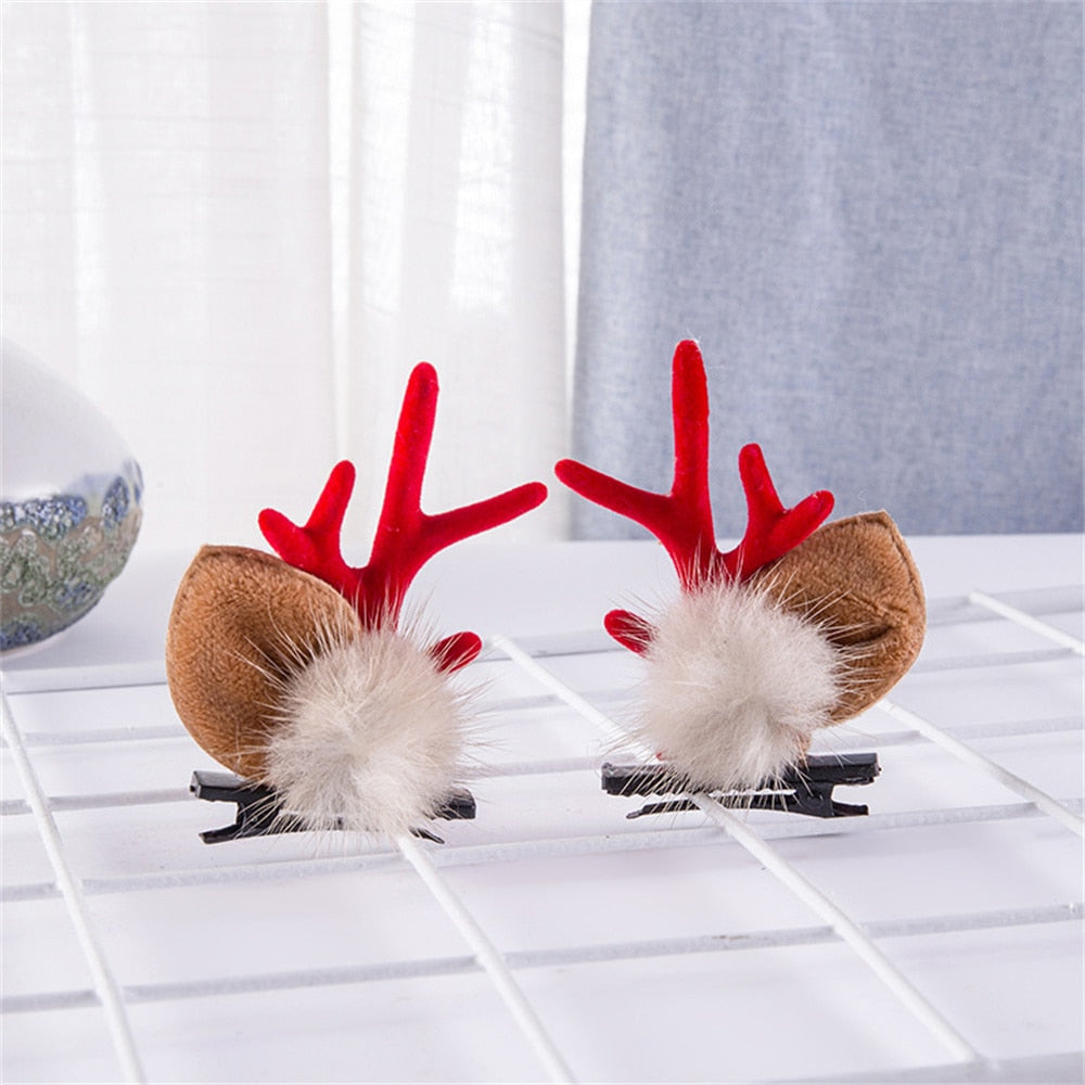 Christmas Elk Ear Hair Clip Women Girl Santa Snowman