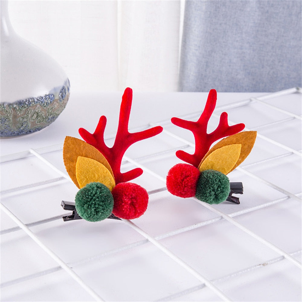 Christmas Elk Ear Hair Clip Women Girl Santa Snowman