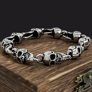 Punk Biker Style Skulls Bracelets Men Personality Polishing Stainless Steel Ghost Skeleton