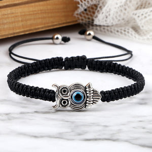 Braided Bracelets Colorful Vintage Blue Evil Eye Charm Owl