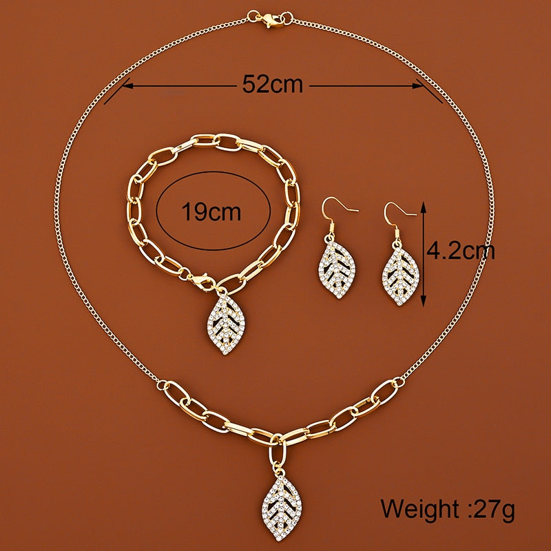 Simulated Pearl Wedding Jewelry Sets Geometric Pendant Chains Necklace Earrings for Women