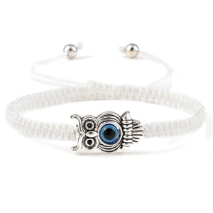 Braided Bracelets Colorful Vintage Blue Evil Eye Charm Owl