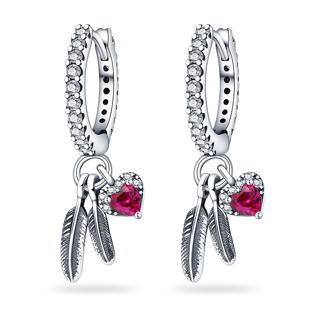 Chams De Plata 925 Heart Butterfly Drop Earring