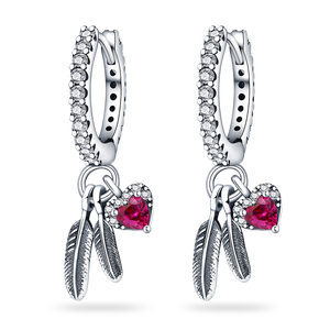 Chams De Plata 925 Heart Butterfly Drop Earring