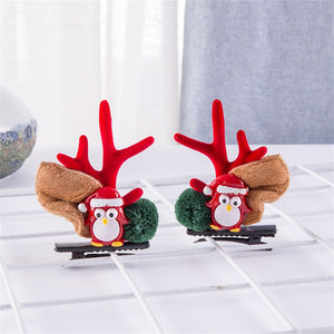 Christmas Elk Ear Hair Clip Women Girl Santa Snowman