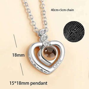 100 Languages I Love You Necklace Heart Pendant