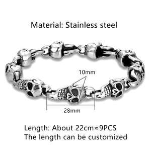 Punk Biker Style Skulls Bracelets Men Personality Polishing Stainless Steel Ghost Skeleton