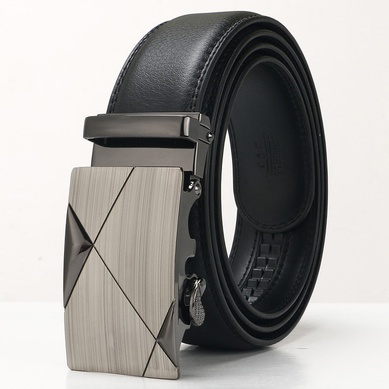 New Men Cowhide Belt Automatic Buckle Belt