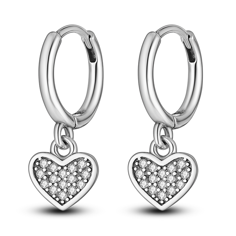 Chams De Plata 925 Heart Butterfly Drop Earring