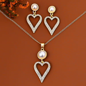 Simulated Pearl Wedding Jewelry Sets Geometric Pendant Chains Necklace Earrings for Women