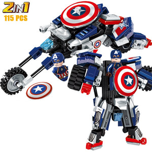 Disney Marvel Superhero Transforming Mecha Motorcycle 2 in 1 Building Blocks