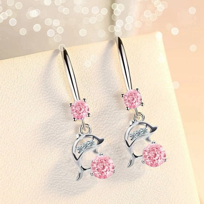 Silver Color Women Drop Earrings Cute Dolphin Ear Hook