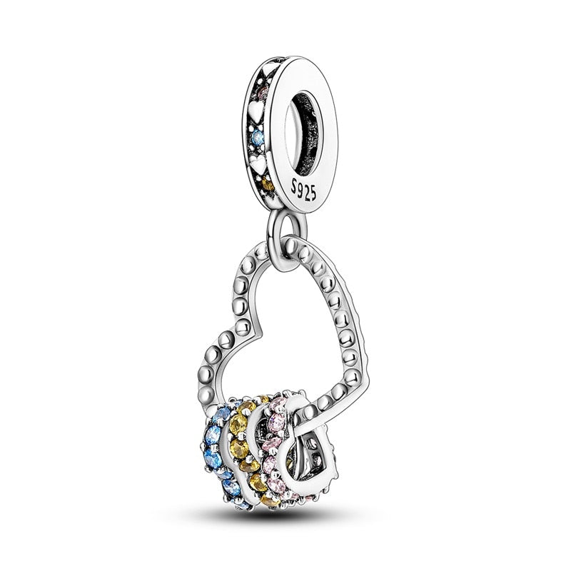 Chams De Plata 925 Heart Butterfly Drop Earring