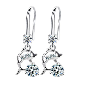 Silver Color Women Drop Earrings Cute Dolphin Ear Hook