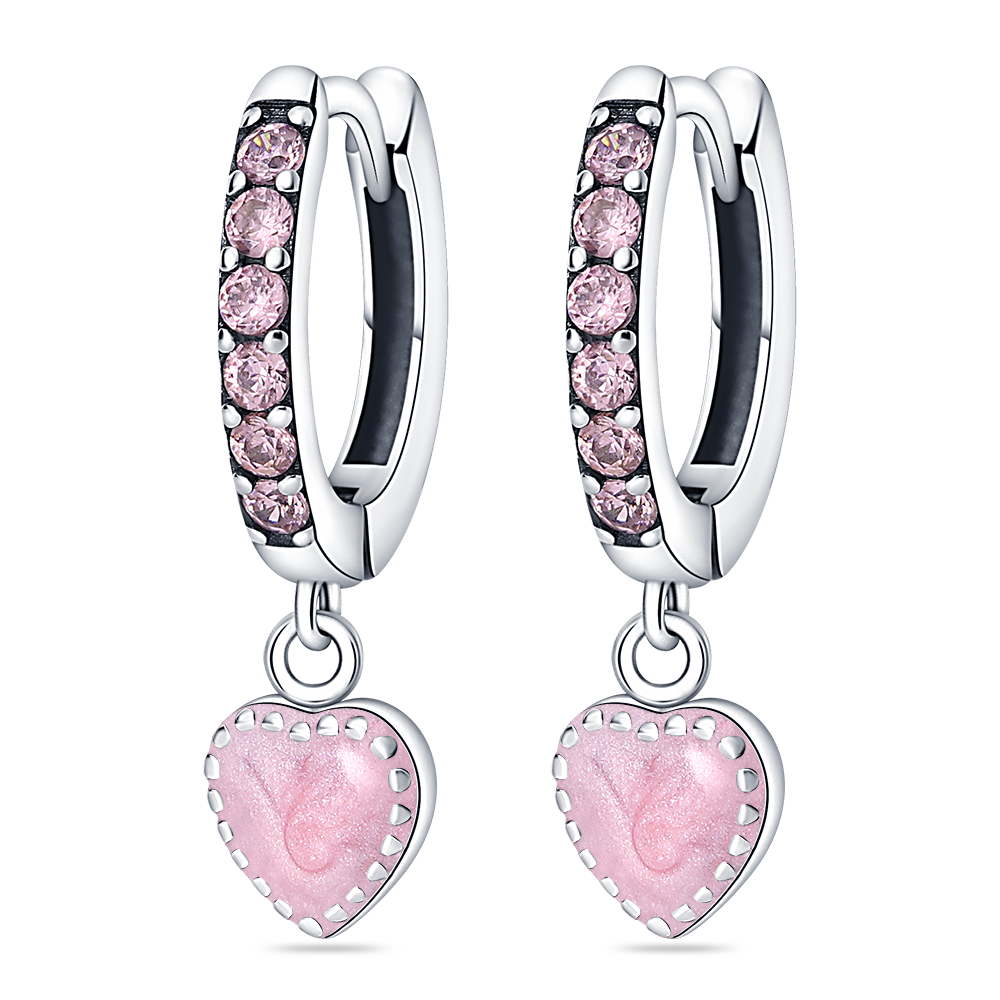 Chams De Plata 925 Heart Butterfly Drop Earring