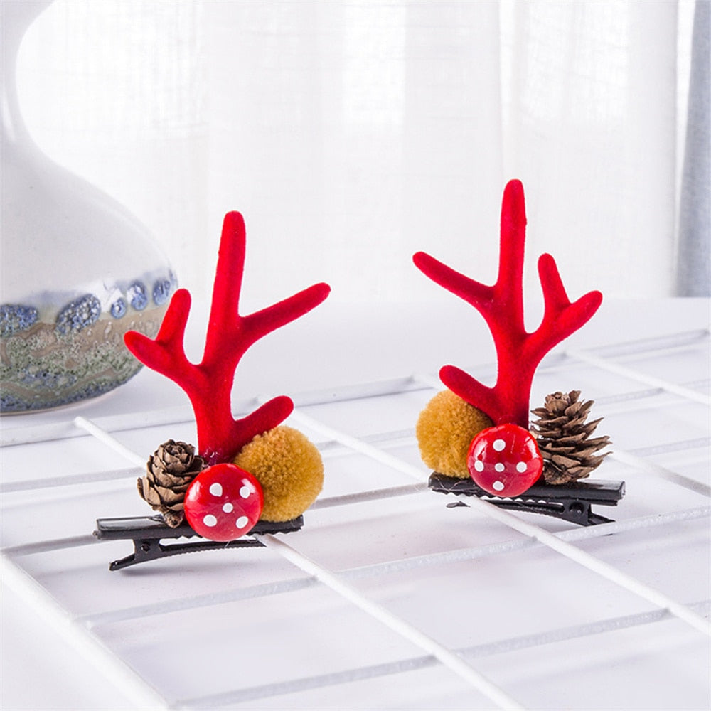 Christmas Elk Ear Hair Clip Women Girl Santa Snowman