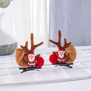 Christmas Elk Ear Hair Clip Women Girl Santa Snowman