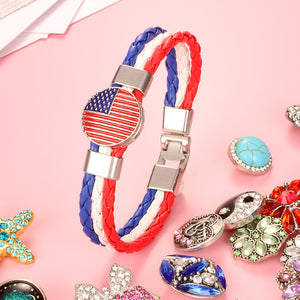 Easy-hook Weave National Flag Leather Fit Bangle Bracelet Charm Jewelry For Women and Men