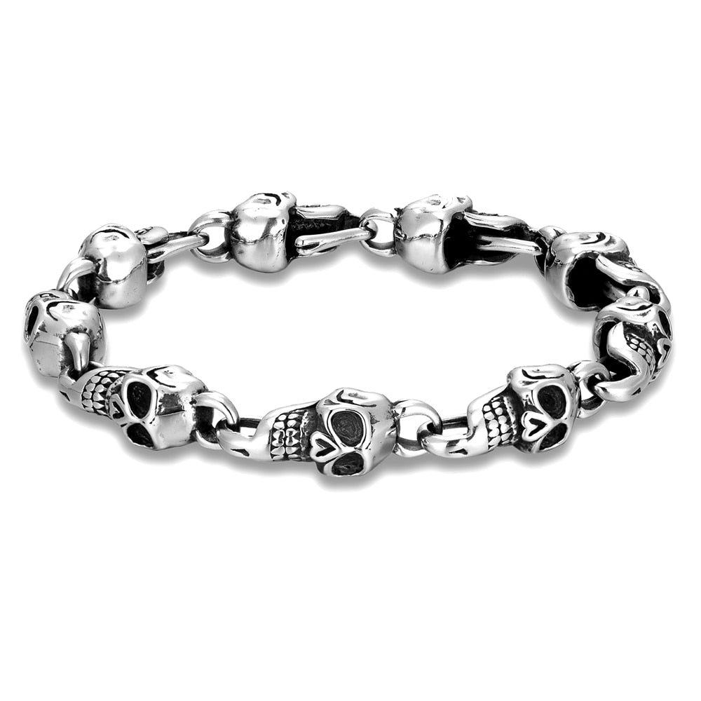 Punk Biker Style Skulls Bracelets Men Personality Polishing Stainless Steel Ghost Skeleton