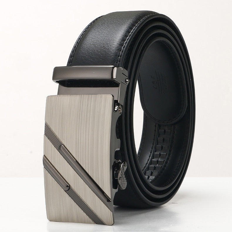 New Men Cowhide Belt Automatic Buckle Belt