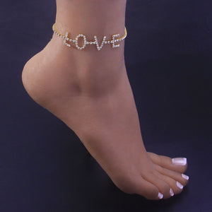 Letter Anklet LOVE Rhinestone Anklet