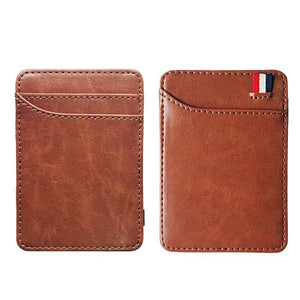 Slim Men's Leather Magic Wallet Korea Designer Credit Card Holder Women Small Cash Clip