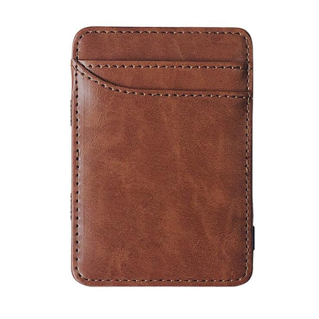 Slim Men's Leather Magic Wallet Korea Designer Credit Card Holder Women Small Cash Clip