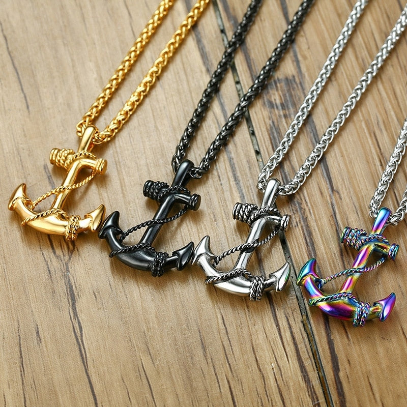 Stainless Steel Sea Anchor Sailor Necklaces Chain Pendants Fashion Jewellery Gift for Boy