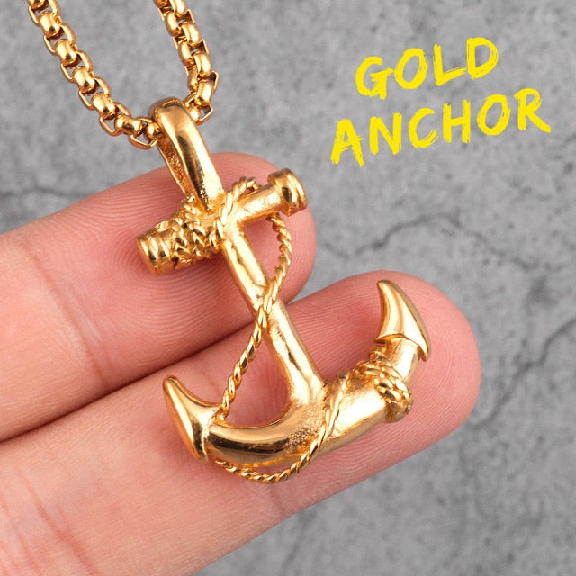 Stainless Steel Sea Anchor Sailor Necklaces Chain Pendants Fashion Jewellery Gift for Boy