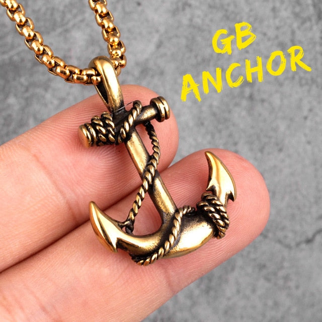 Stainless Steel Sea Anchor Sailor Necklaces Chain Pendants Fashion Jewellery Gift for Boy