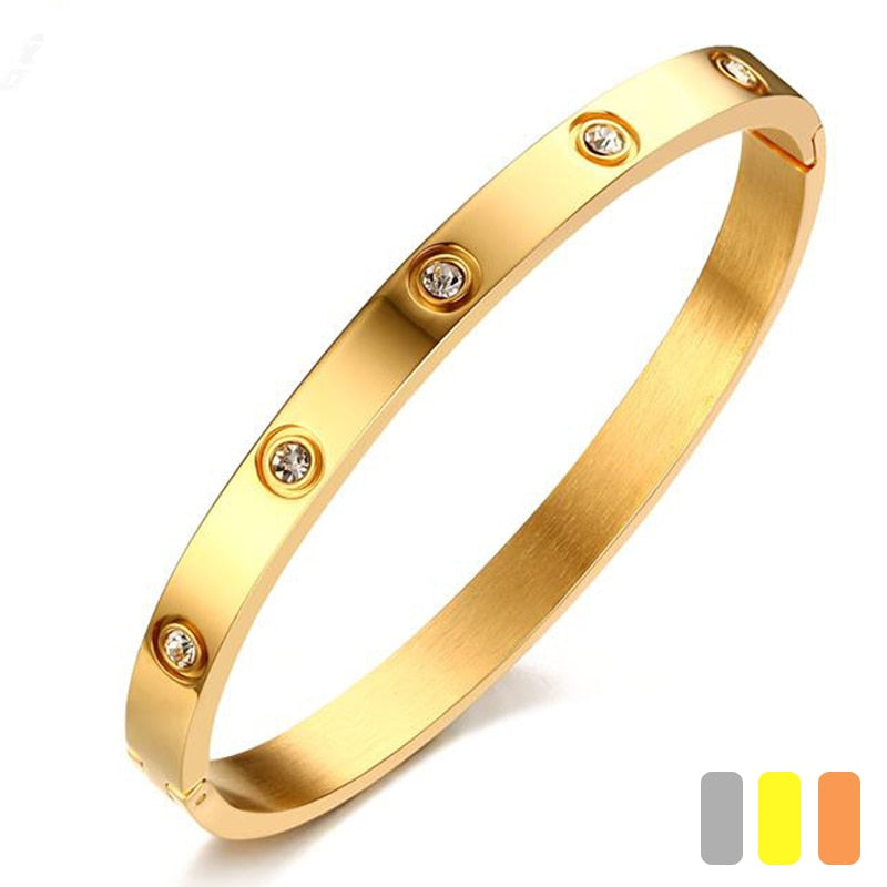 Crystal Bracelets for Women Fashion Bangle Bracelet Titanium Love Pulseiras Stainless Steel Bangles Feminina Jewelry