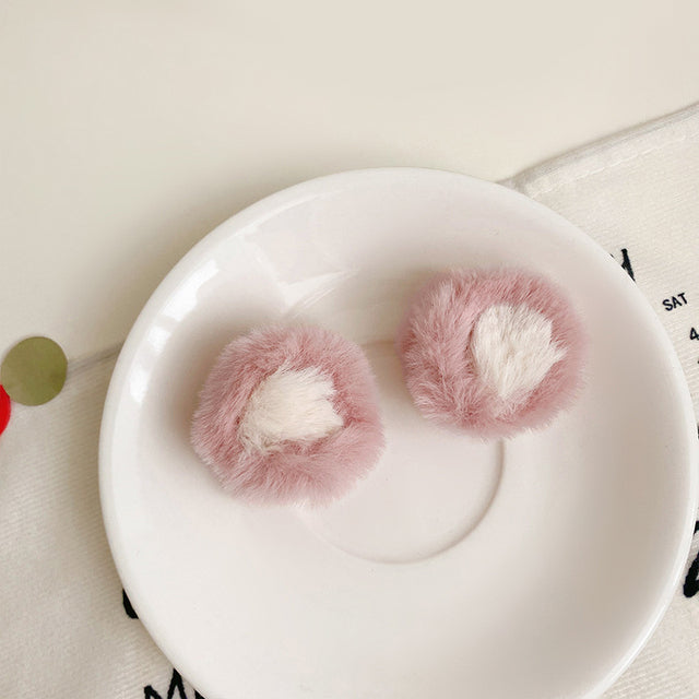 1pair Lovely Cat Ear Hair Clips Cute Cat Ear Hairpin Plush Pair Clips