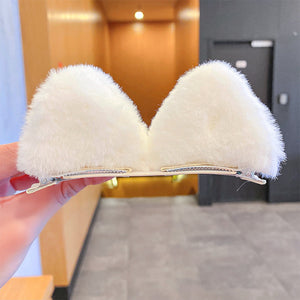 1pair Lovely Cat Ear Hair Clips Cute Cat Ear Hairpin Plush Pair Clips