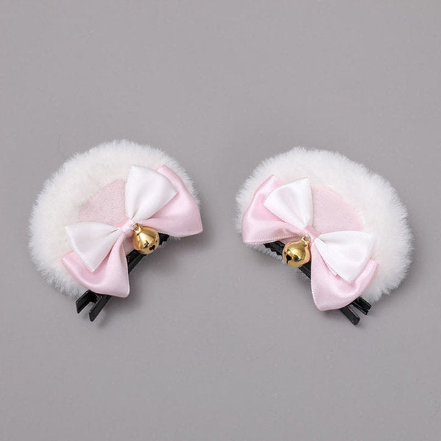 1pair Lovely Cat Ear Hair Clips Cute Cat Ear Hairpin Plush Pair Clips