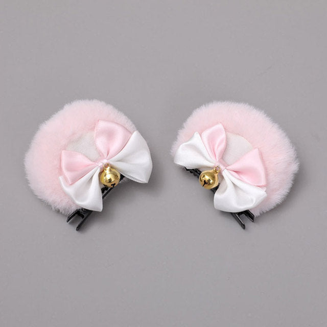 1pair Lovely Cat Ear Hair Clips Cute Cat Ear Hairpin Plush Pair Clips